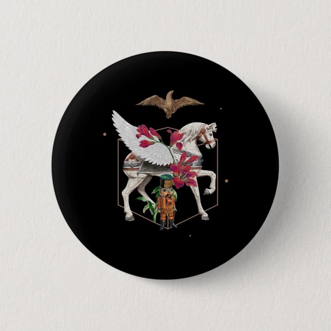 Pferdereiten Hawk Nutcracker Blume Reiten Button (Vorderseite)