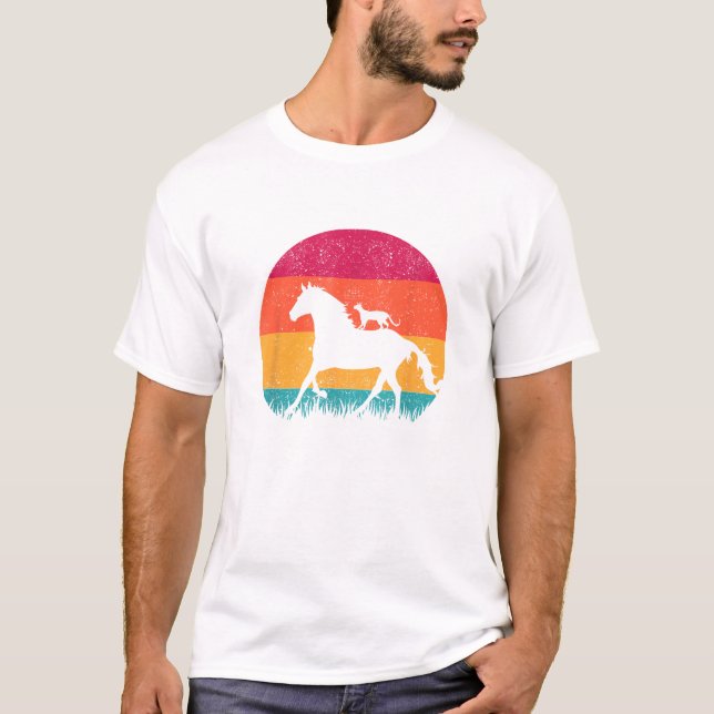 Pferdereiten Reiten Katzen Reiten Funny Cats Pferd T-Shirt (Vorderseite)