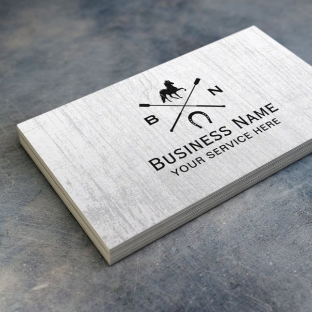 Pferdereiten Reiten Reittiere Rustikales Holz Visitenkarte (Von Creator hochgeladen)