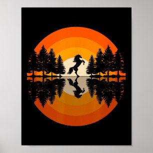 Pferdereiten Wald Natur Sonnenuntergang - Reiten Poster