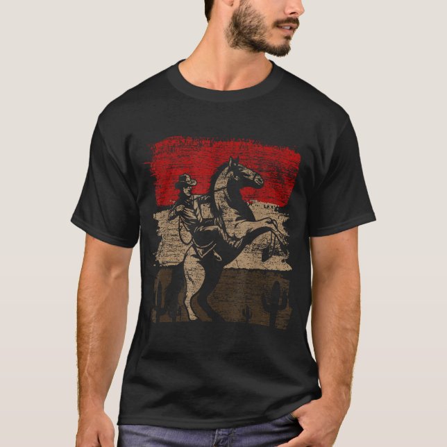 Pferdereiten Western Cowboy T-Shirt (Vorderseite)