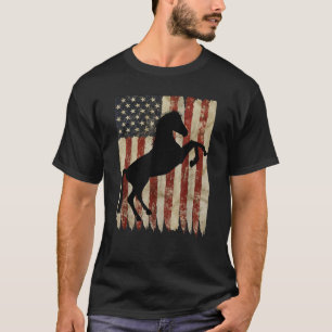 Pferdereiter American Flag USA Patriotic Stallion T-Shirt