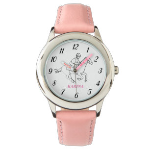 Pferdereiter Dressage Pferd Pferd Rosa Kinder Armbanduhr