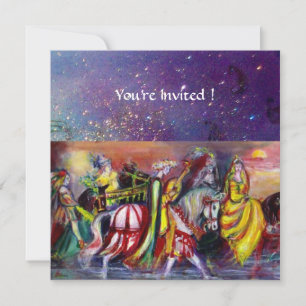 PFERDEREITER, MUSIK IN DER NACHT, Gold Blaue Glitz Einladung