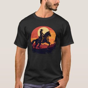 Pferdereiter Retro Vintage Sonnenuntergang Pferdem T-Shirt