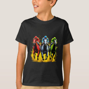 Pferderenn-Outfit dynamische Rennszene Derby T-Shirt