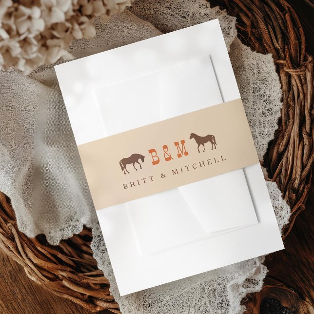 Pferderennbahn-Zaun Eichenbäume Western Hochzeitsp Einladungsbanderole (Von Creator hochgeladen)