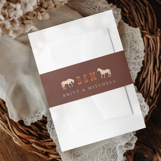 Pferderennbahn-Zaun Eichenbäume Western Hochzeitsp Einladungsbanderole (Von Creator hochgeladen)