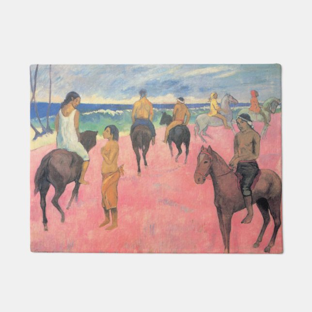 Pferderennen am Strand von Tahiti (von Gaugin) Fußmatte (Vorderseite)