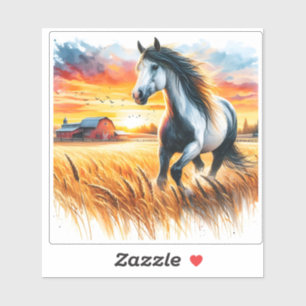 Pferderennen auf einem goldenen Feld Aufkleber