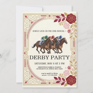 Pferderennen Derby Party Vintage Einladung 2026
