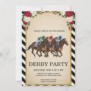 Pferderennen Derby Party Vintage Einladung 2026