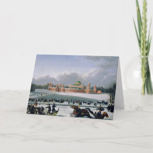 Pferderennen im Petrovsky Park in Moskau Feiertagskarte