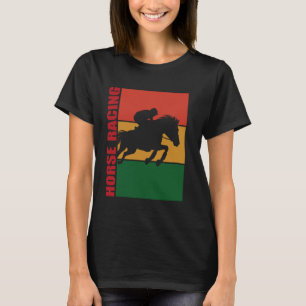 Pferderennen-Jockey galoppierende Pferdesilhouette T-Shirt