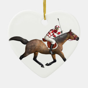 Pferderennen-Jockey und Pferd Keramik Ornament
