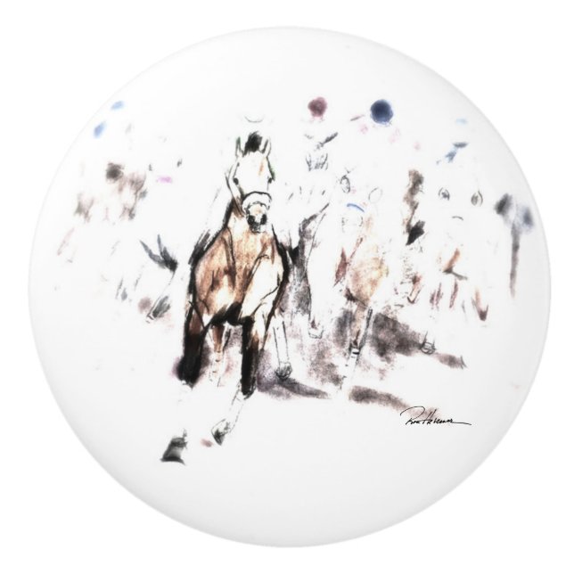 Pferderennen Keramikknauf (Vorderseite)