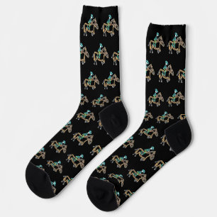 Pferderennen Stickman Socken