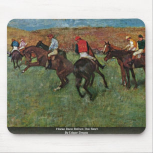 Pferderennen vor dem Anfang durch Edgar Degas Mousepad
