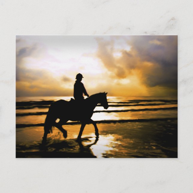 PFERDERFAHRT AM STRAND POSTKARTE (Vorderseite)