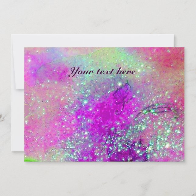 PFERDERIDER IN NACHT, blau Lila, rosa Glitzern (Vorderseite)