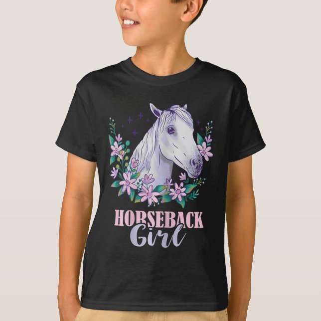 Pferderücken Girl Horseback Reitsport Reiten T-Shirt (Vorderseite)