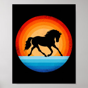 Pferderückfahrt Vintager Sonnenuntergang Reiten E Poster