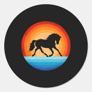 Pferderückfahrt Vintager Sonnenuntergang Reiten E Runder Aufkleber