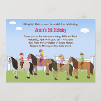 Pferderuecken-Reitgeburtstags-Party Einladung