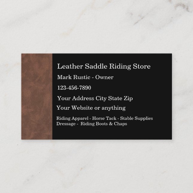Pferdesattel Visitenkarte (Vorderseite)