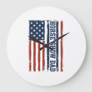 Pferdeschau-Vater Amerikanische Flagge Vintage-Shi Große Wanduhr