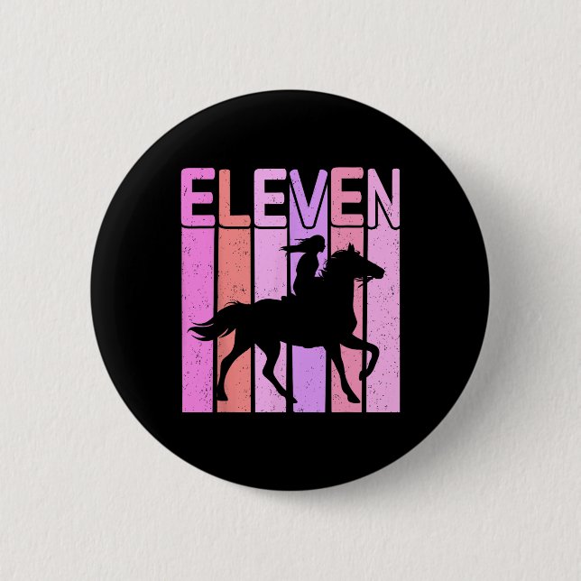 Pferdeschlitten 11. Geburtstag Reiten 11 Jahr Button (Vorderseite)