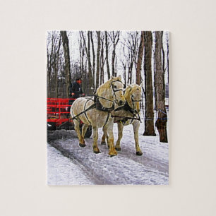 Pferdeschlitten-Fahrt in der Schnee-Sammlung Puzzle