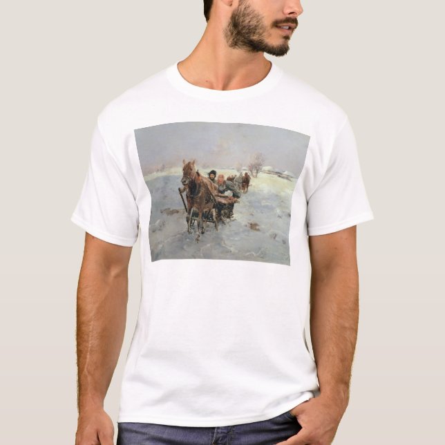 Pferdeschlitten in einer Winter-Landschaft T-Shirt (Vorderseite)