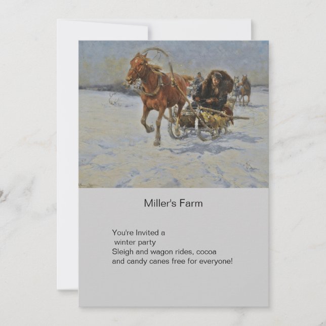 Pferdeschlitten in Polen Einladung (Vorderseite)