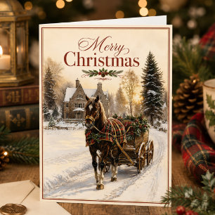 Pferdeschlitten-Land-Weihnachtskarte Feiertagskarte
