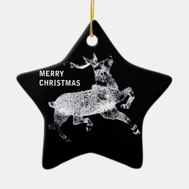 Pferdeschlittenabziehvorrichtungsweihnachten GCU Keramikornament (Vorne)