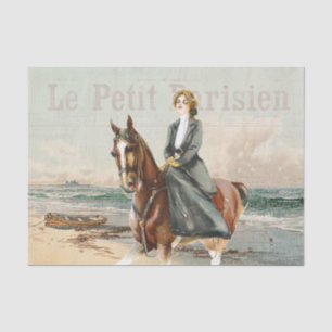 Pferdeschlittenfahrerin Decoupage Französischer St Seidenpapier