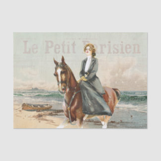Pferdeschlittenfahrerin Decoupage Französischer St Seidenpapier