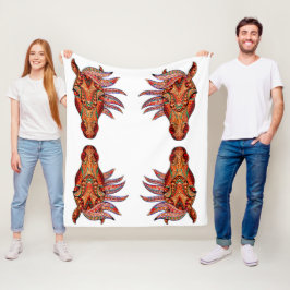 Pferdeschmuck bunt Cowgirl braun, weiß rot Fleecedecke