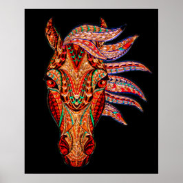 Pferdeschmuck Mosaik farbenfrohe cowgirl Reiter Poster