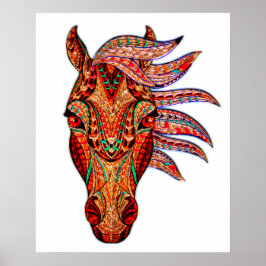 Pferdeschmuck Mosaik farbenfrohe cowgirl Reiter Poster