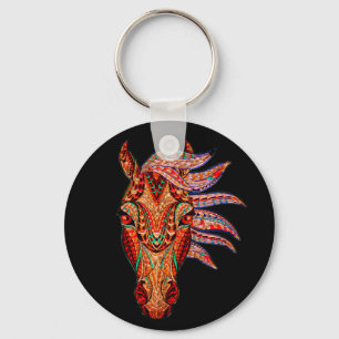 Pferdeschmuck Mosaik farbenfrohe cowgirl Reiter Schlüsselanhänger