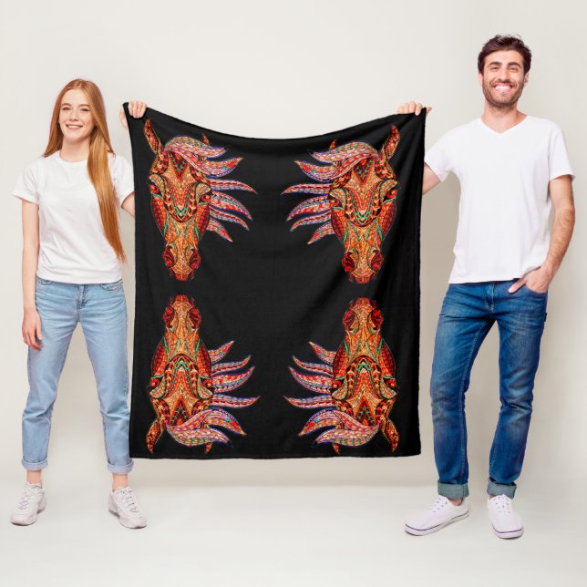 Pferdeschmuck Mosaik farbenfrohe Cowgirl schwarz b Fleecedecke (Beispiel)