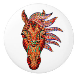 Pferdeschmuck-Mosaik farbenfrohe Cowgirl weiß brau Keramikknauf