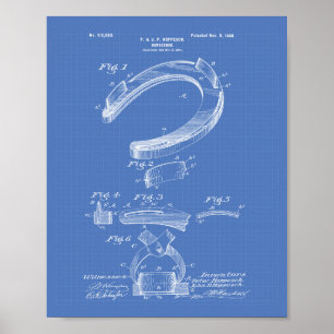 Pferdeschuh 1898 Patentart Blueprint Poster
