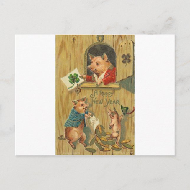 Pferdeschuh und Schweine Postkarte (Vorderseite)