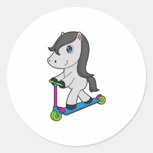 PferdeScooter Runder Aufkleber
