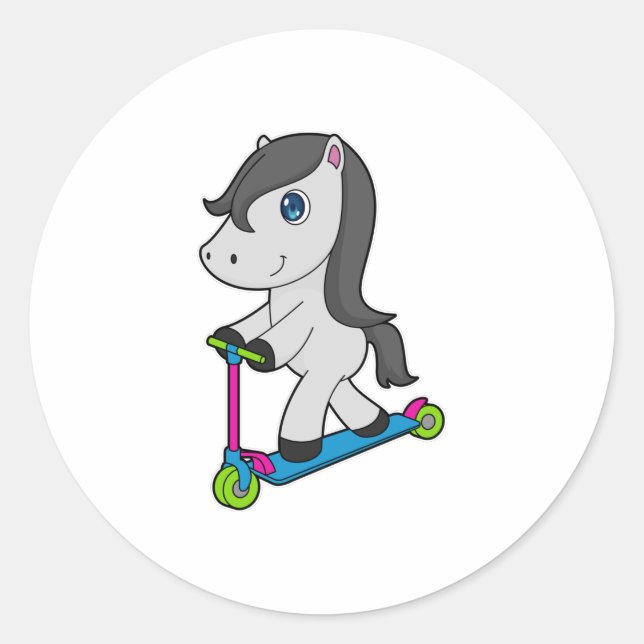 PferdeScooter Runder Aufkleber (Vorderseite)
