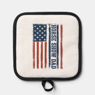 Pferdeshow-Vater Amerikanische Flagge Vintage-Shir Topflappen