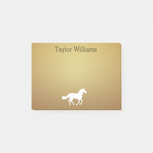 PferdeSilhouette Ihr dunkler goldener Post-it Klebezettel (Vorderseite)